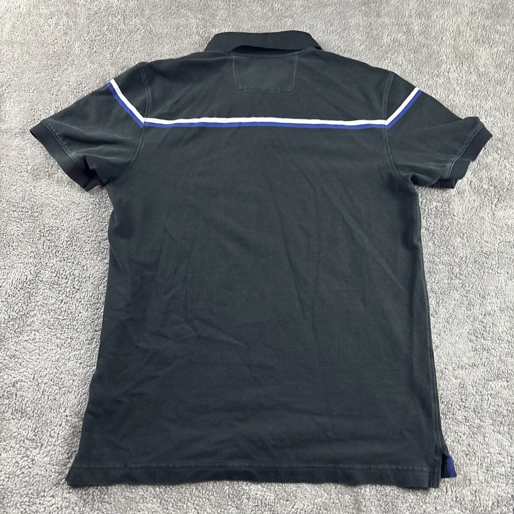 Banana Republic Short Sleeve Collar Polo Mens‎ Large Black Blue/White Stripe